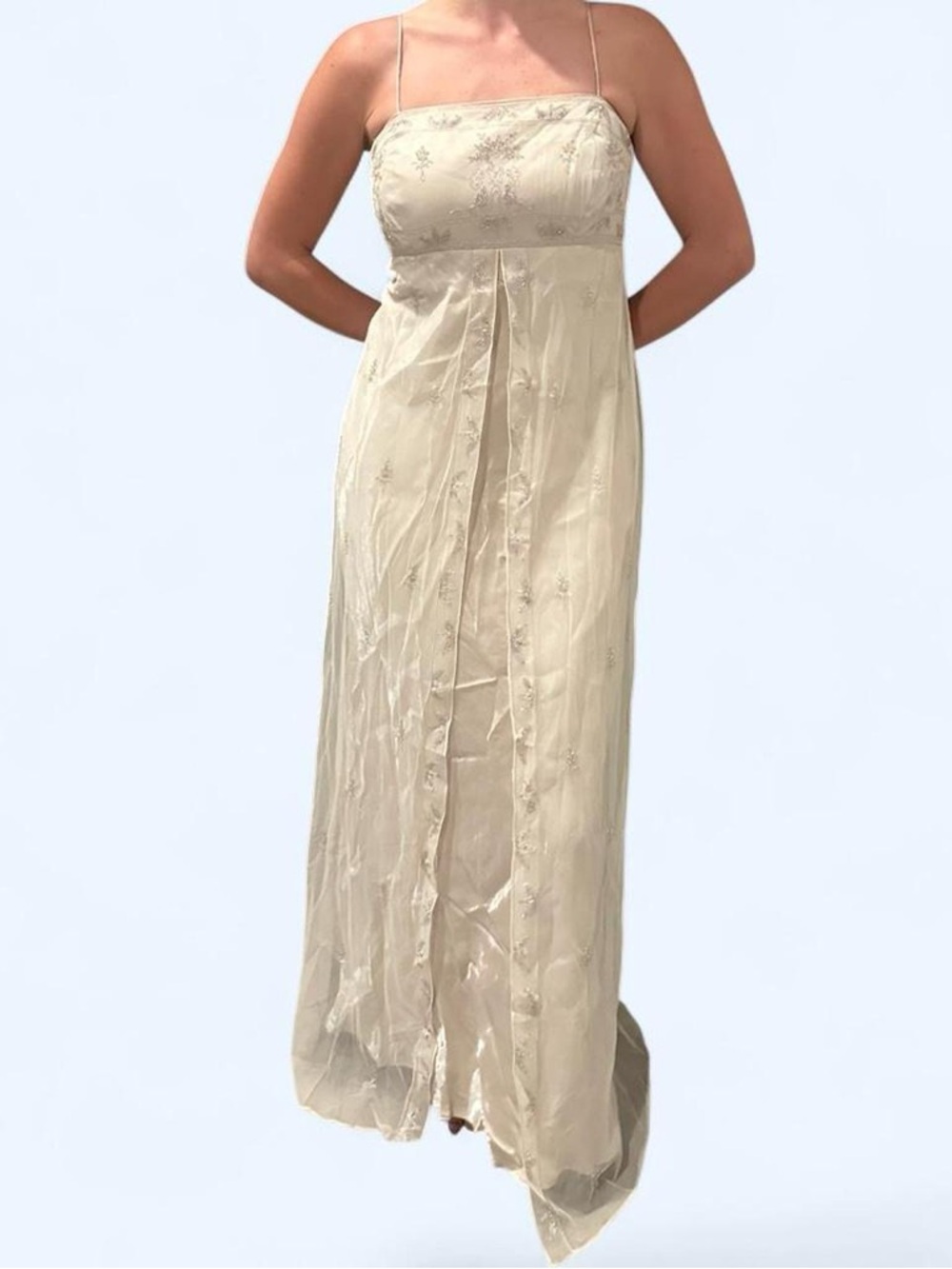 Michaelangelo Beige Cream Embroidered Gown